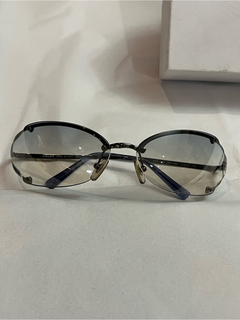 Versace Women's Semi - Rimless Sunglasses with Gray Gradient Lenses